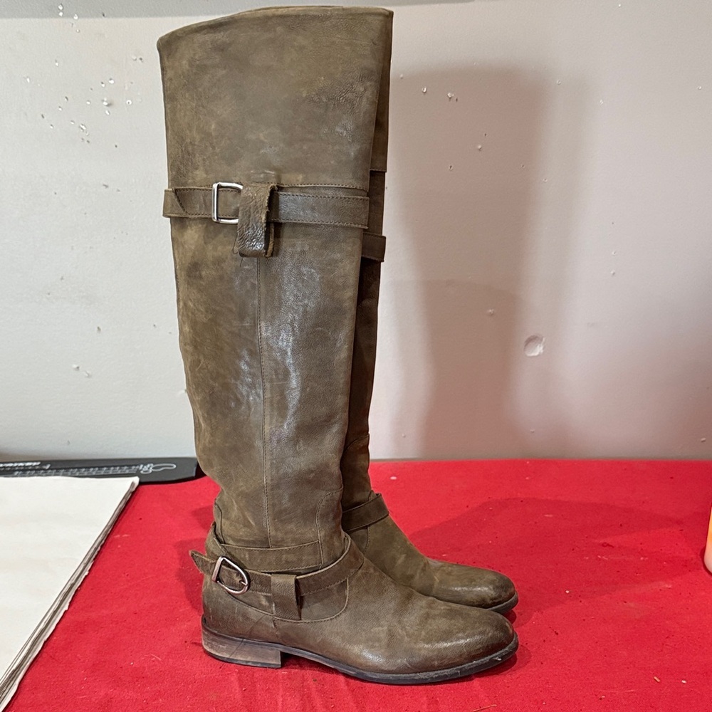 Barneys New York CO-OP Olive Heeled Boots